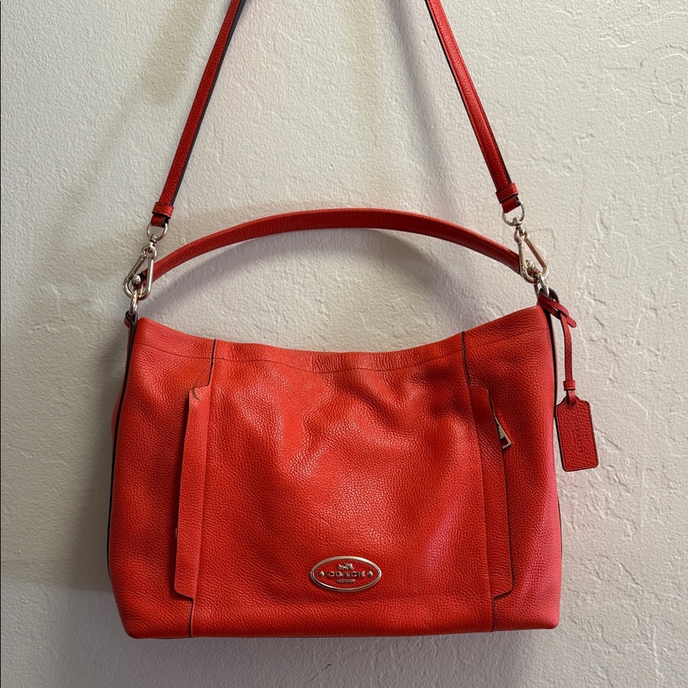Coach Bold Orange Leather Shoulder Bag